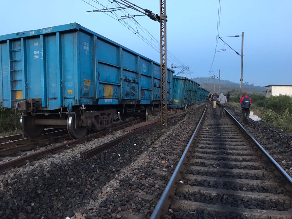 Goods train derailed near Damanjodi Koraput