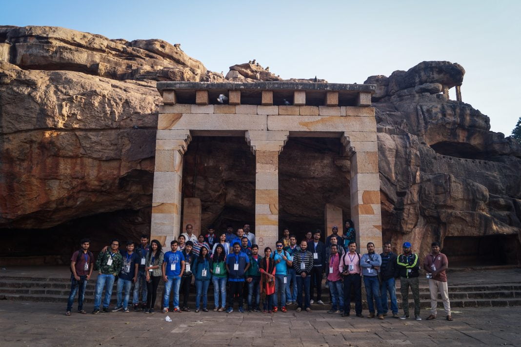 Participants of Monks, Caves and Kings heritage walk in Bhubaneswar on Saturday. Photograph: Odishabytes