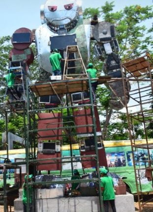 ITI berhampur tallest e-waste sculpture